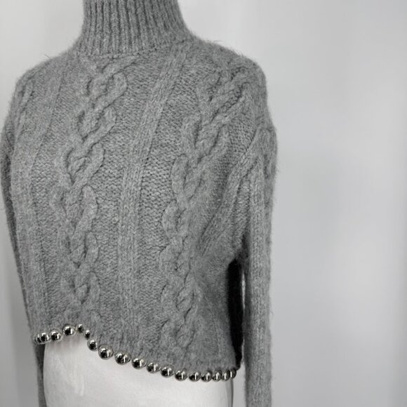 Zara Silver Bead Embellished Cable Knit Sweater - Small - Picture 6 of 13